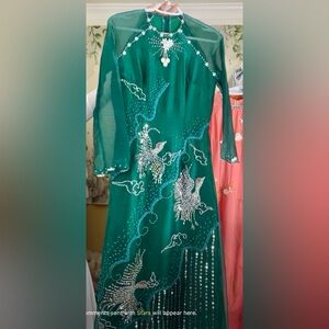 Ao dai to anh kim set/bộ, Vietnamese traditional Long dress truyen thong m 2 new